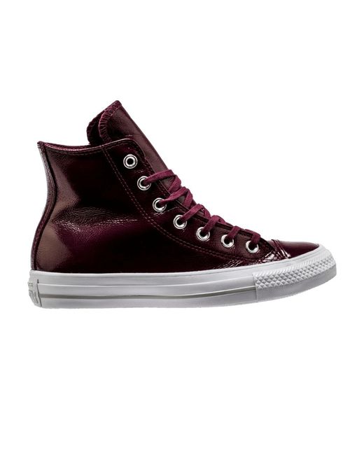 Converse Chuck Taylor All Star Crinkled Patent Leather Hi 'dark Sangria' in  Brown | Lyst