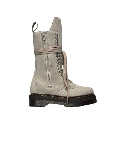 Rick Owens Dr. Martens X Strobe Calf Length Boot 'furry Pearl' in Gray ...