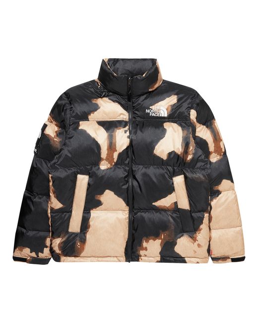 Supreme X The North Face Bleached Denim Print Nuptse Jacket 'black