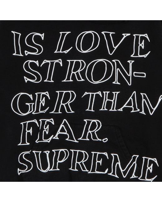 Supreme Stronger Than Fear Hooded Sweatshirt 'black' for Men | Lyst