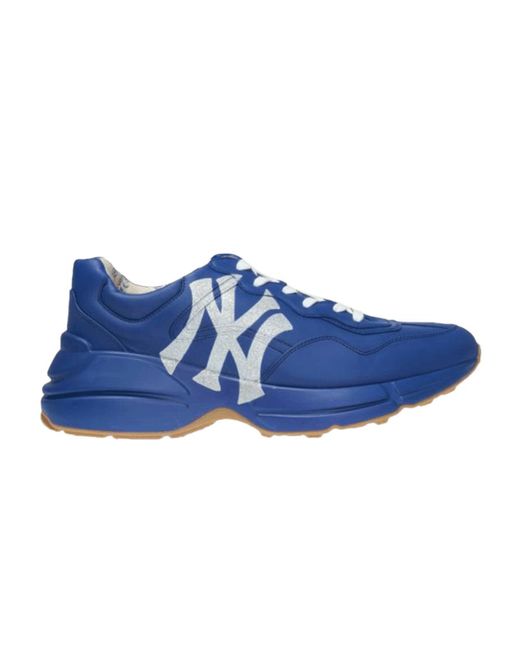 Gucci Rhyton Leather Sneaker 'ny Yankees' in Blue for Men | Lyst