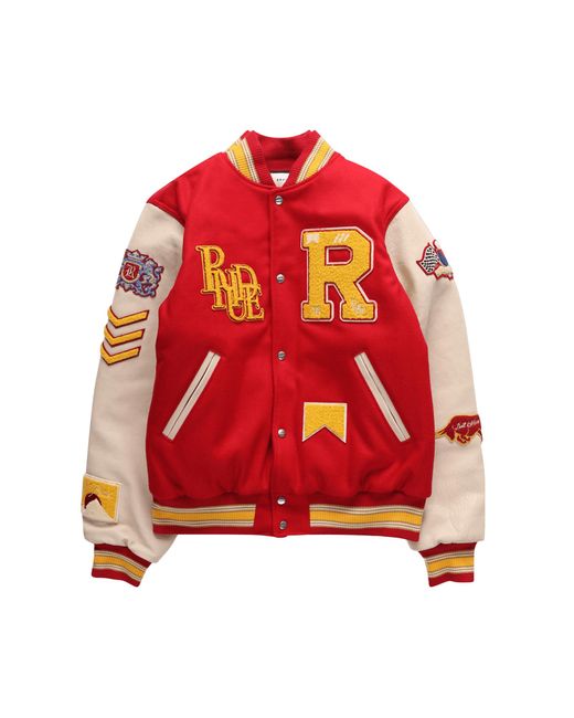 Rhude Bull Market Varsity Jacket 'red/creme' for Men | Lyst