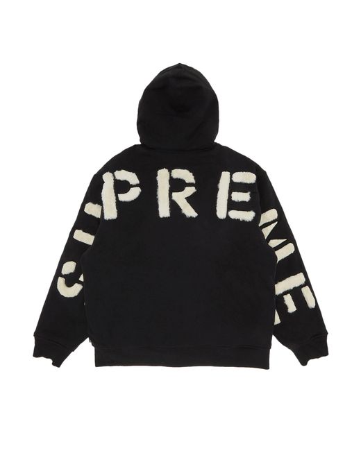 Supreme Faux Fur Lined Zip Up Hooded Sweatshirt 'black' for Men | Lyst