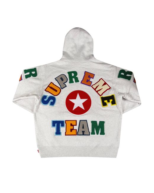 Supreme Team Chenille Hooded Sweatshirt 'ash Grey' in Metallic for