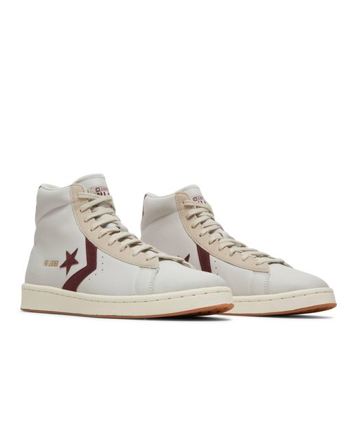 Converse Pro Leather High 'white Deep Bordeaux' in Gray for Men | Lyst