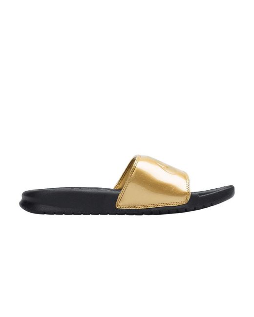 Nike Benassi Slides 'metallic Gold' in Black | Lyst