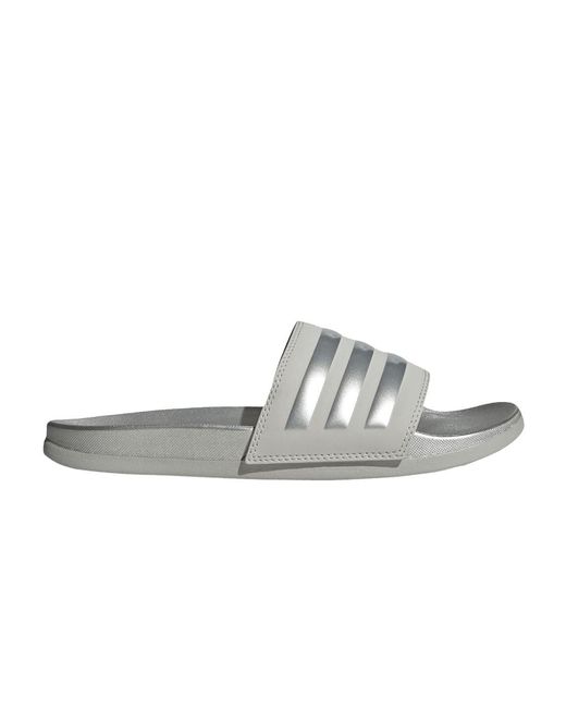 adidas Adilette Comfort Slide 'grey Silver Metallic' in White | Lyst