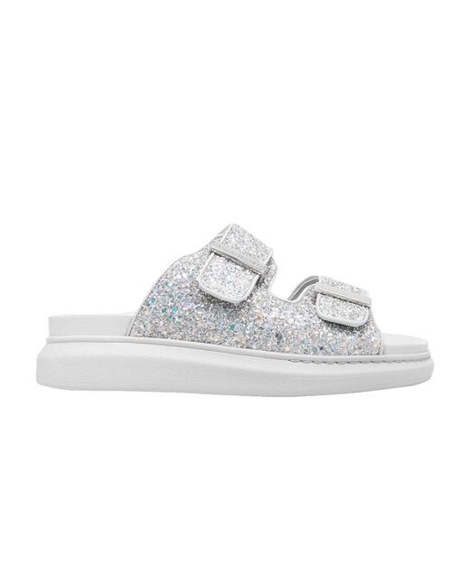 Alexander McQueen Oversized Hybrid Slide 'silver Glitter' in White Lyst