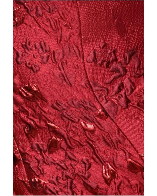 Goddiva Red Jacquard Sleeveless A-Line Mini Dress