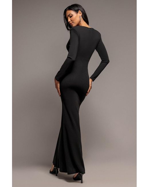 Goddiva Blue Diamante Embellished Neck Bodycon Maxi Dress