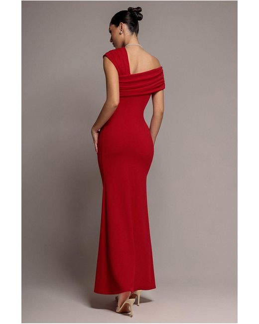 Goddiva Red One Shoulder Evening Maxi Dress