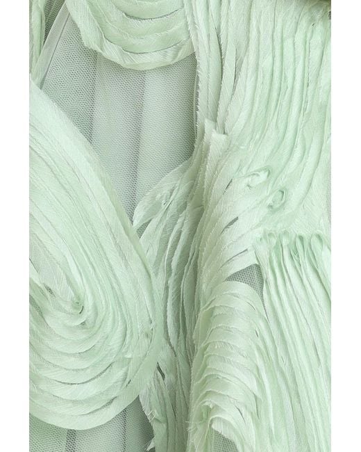 Goddiva Green Scuba & Textured Chiffon A Line Midi Dress