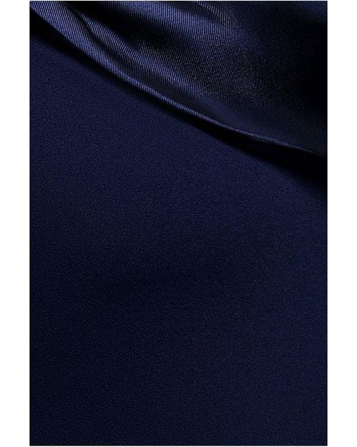 Goddiva Blue Satin Twist One Shoulder Maxi Dress