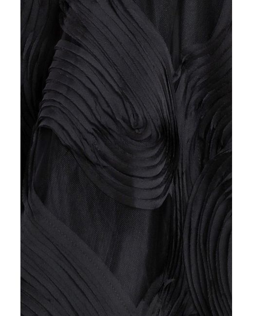 Goddiva Black Scuba & Textured Chiffon A Line Midi Dress