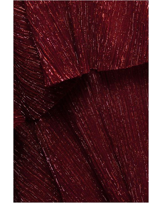 Goddiva Crinkle Lurex High Low Layered Midi Dress