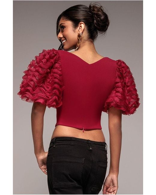 Goddiva 3D Textured Sleeve Scuba Corset Top