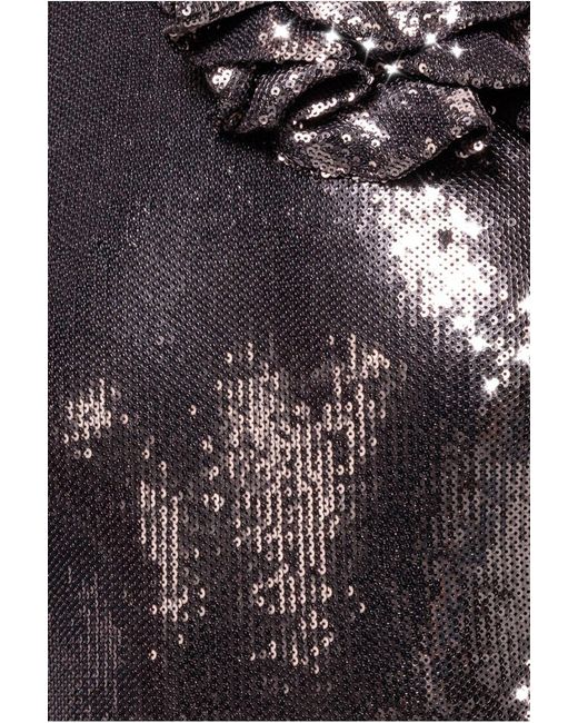 Goddiva Metallic Liquid Sequin Halterneck Maxi With Corsage