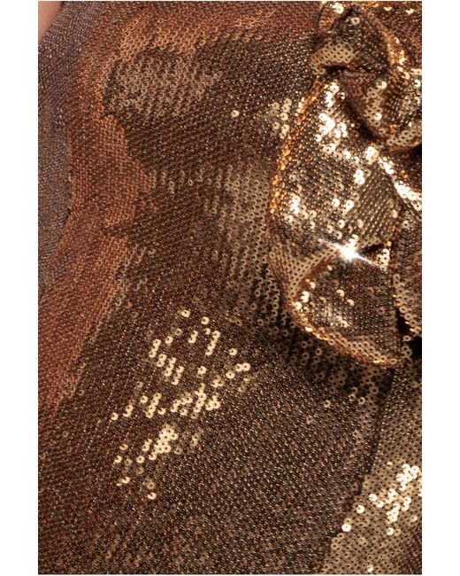 Goddiva Metallic Liquid Sequin Boobtube Midaxi With Corsage