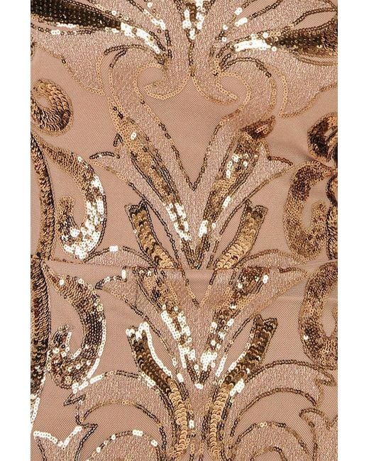 Goddiva Pink Square Neck Scalloped Lace Maxi