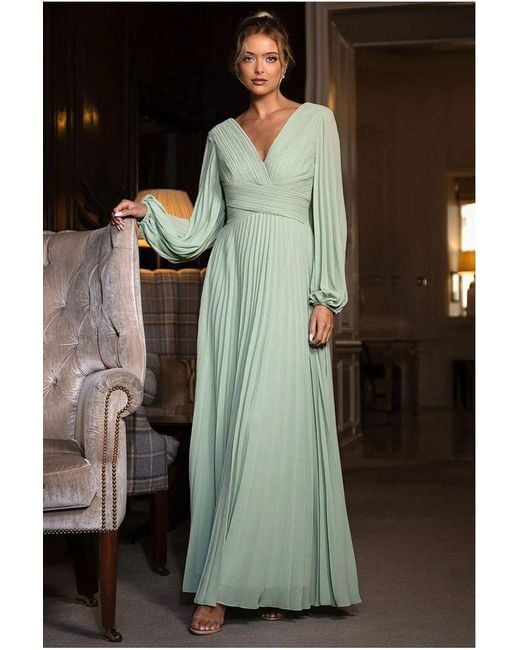 Goddiva Black Balloon Sleeve Chiffon Maxi Dress