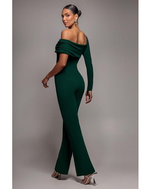 Goddiva Green One Shoulder Scuba Romper