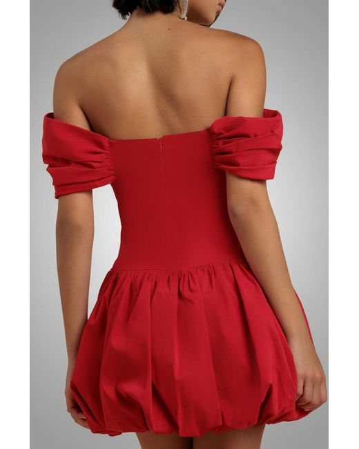 Goddiva Red Bardot Babydoll Corset Mini Dress