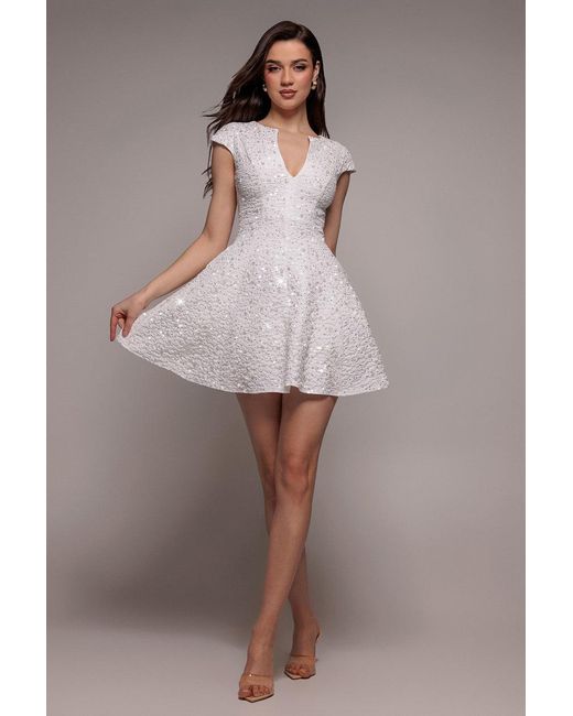 jacquard skater dress ASOS LUXE Jacquard Scalloped Skater Dress in Gold leaf