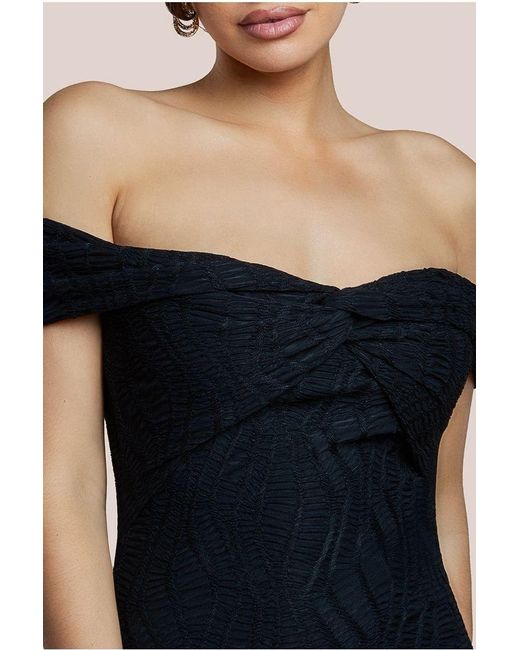 Goddiva Blue Front Knot Twist Maxi Dress