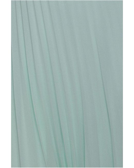 Goddiva Green Scalloped Lace Bodice Pleated Chiffon A Line Maxi Dress