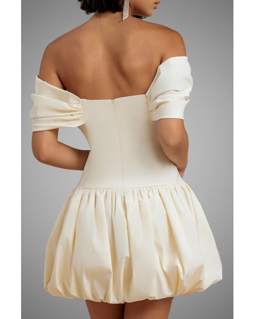 Goddiva Natural Bardot Babydoll Corset Mini Dress