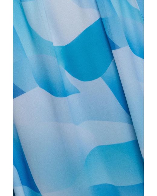 Goddiva Blue Printed Flutter Sleeve Chiffon Midi Dress