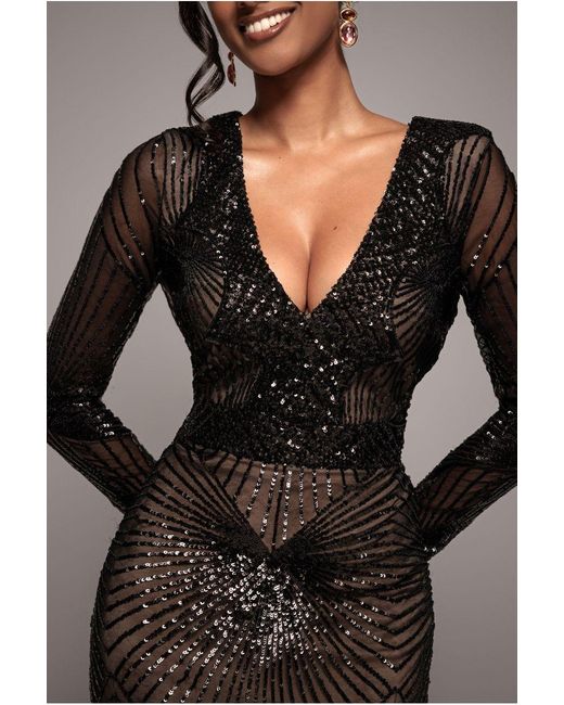 Goddiva Black Starburst Sequin Maxi