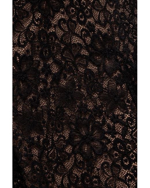 Goddiva Black Flutter Sleeve Lace A-Line Midi Dress