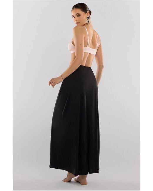 Goddiva Black Jersey Lining Maxi Skirt