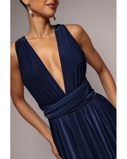 Goddiva Blue Soft Touch Multi Way Open Back Midi Dress