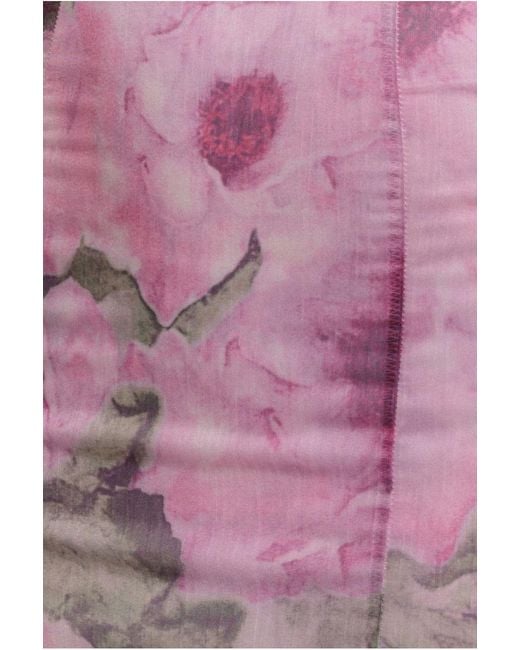 Goddiva Pink Cowl Neck Floral Print Jacquard Chiffon Maxi Dress