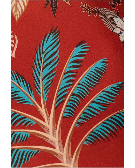 Goddiva Red Printed Tie Back Midi Dress