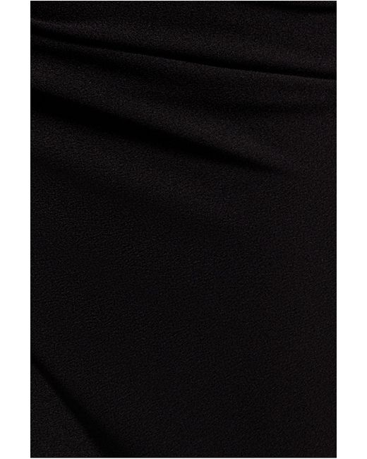 Goddiva Black One Shoulder Cape Scuba & Chiffon Maxi Dress