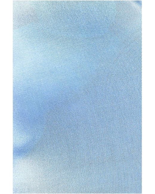 Goddiva Blue Lace Neck Satin Twill Maxi Dress