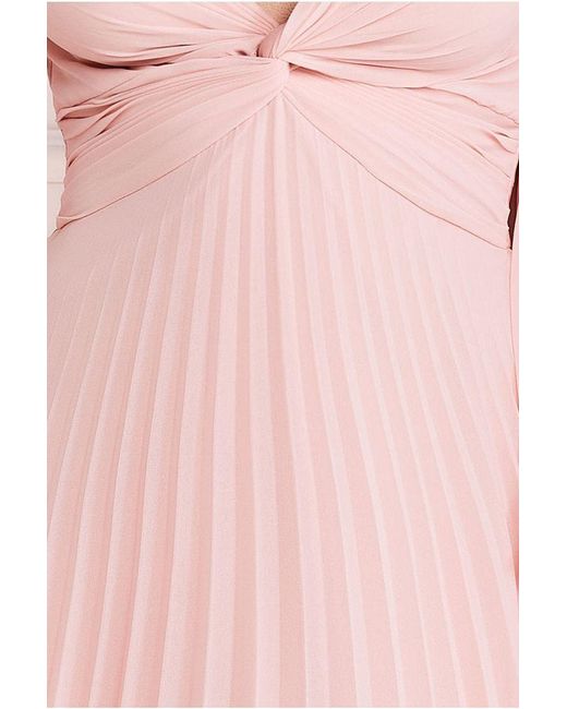 Goddiva Pink Pleated Skirt Chiffon Maxi