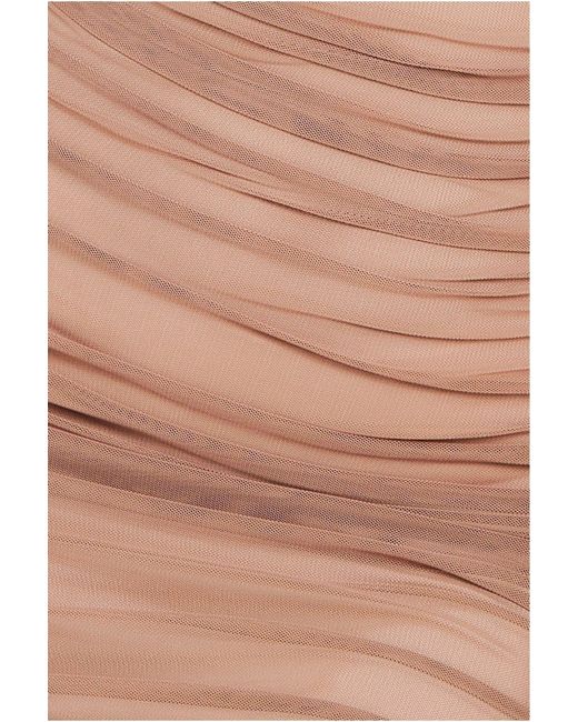 Goddiva Natural Naked Ruched Bodycon Midi Dress