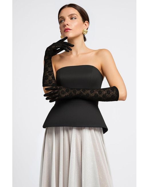 Goddiva White Stretch Lace Gloves
