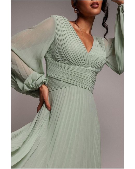 Goddiva Black Balloon Sleeve Chiffon Maxi Dress