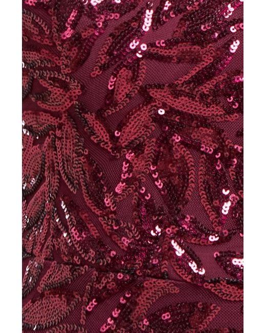 Goddiva Red Cross Back Diamante Strap Sequin Maxi