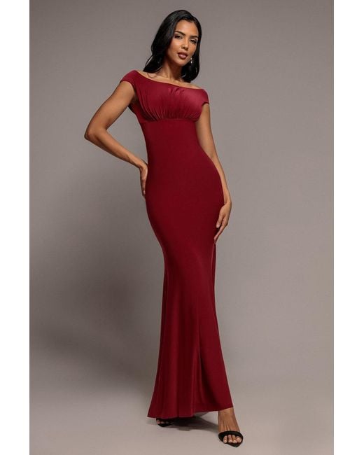 Goddiva Gray Open Back Cowl Neck Gathered Maxi Dress With Velvet Tie Back