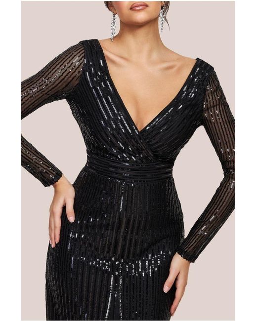 goddiva black sequin dress Goddiva Cowl Neck Sequin Glitter Draped Maxi Dress