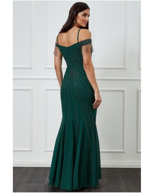 green beaded maxi dress
