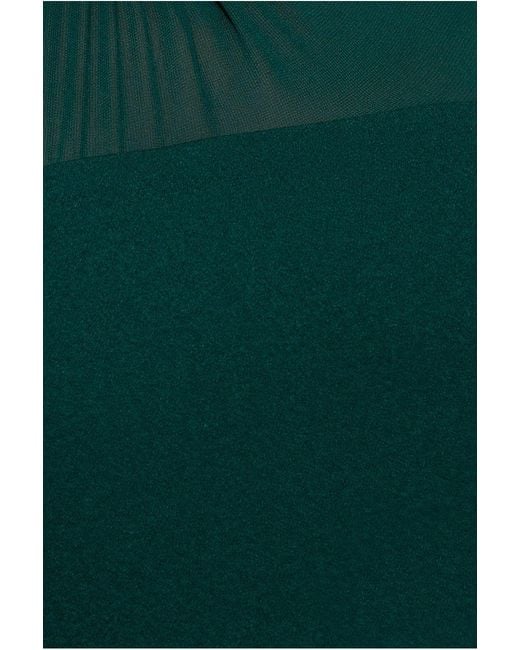 Goddiva Green Bishop Sleeve Peplum Top Scuba Crepe And Chiffon Maxi Dress