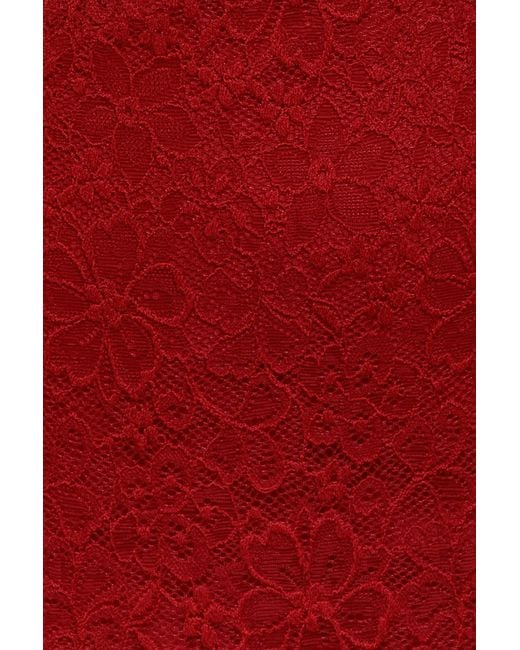Goddiva Red Flutter Sleeve Lace A-Line Maxi Dress