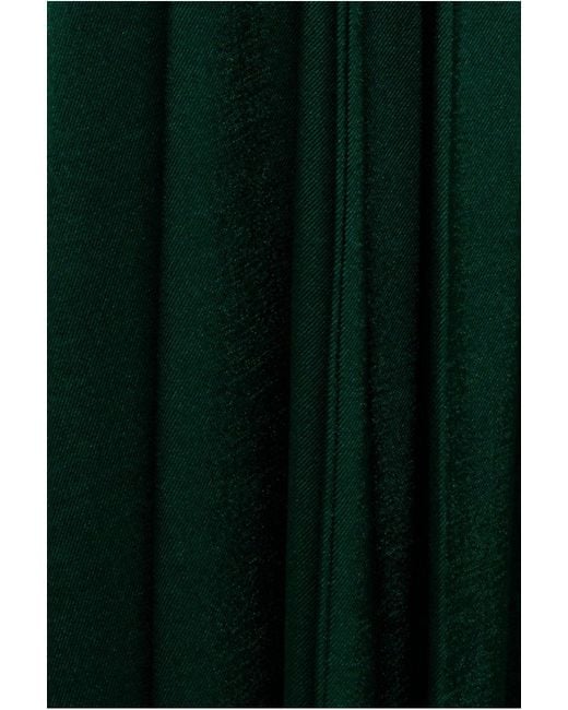 Goddiva Green Satin Square Neck Bishop Sleeve A Line Maxi Dress